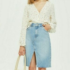 NWT Topshop midi denim skirt size 6